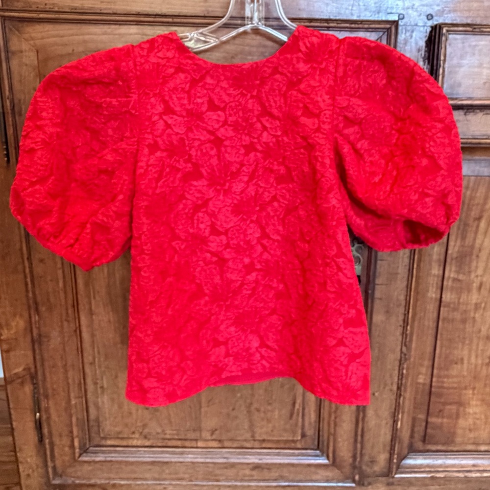 Tuckernuck-brand Hyacinth House Red Puff Sleeve Blouse XS